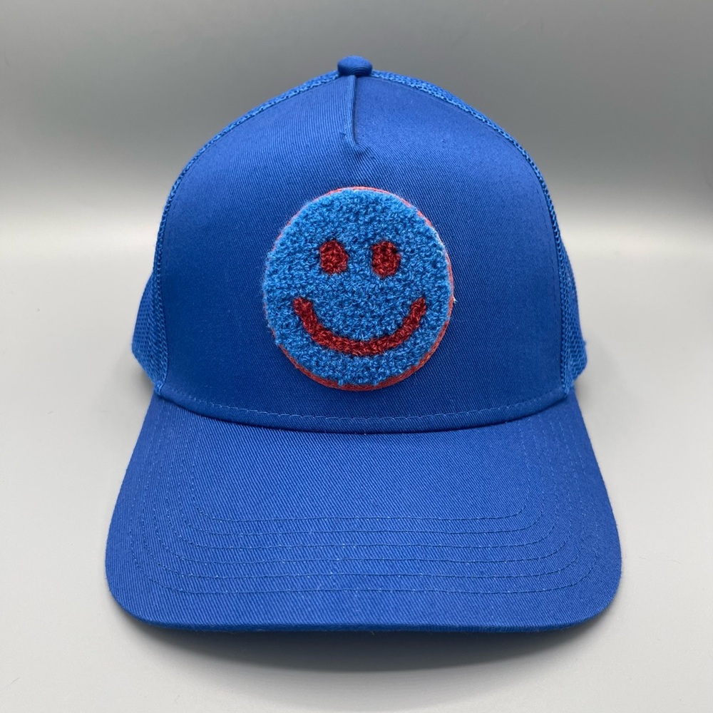 VALAS Smiley Face Trucker Hat - Royal Blue - NEW